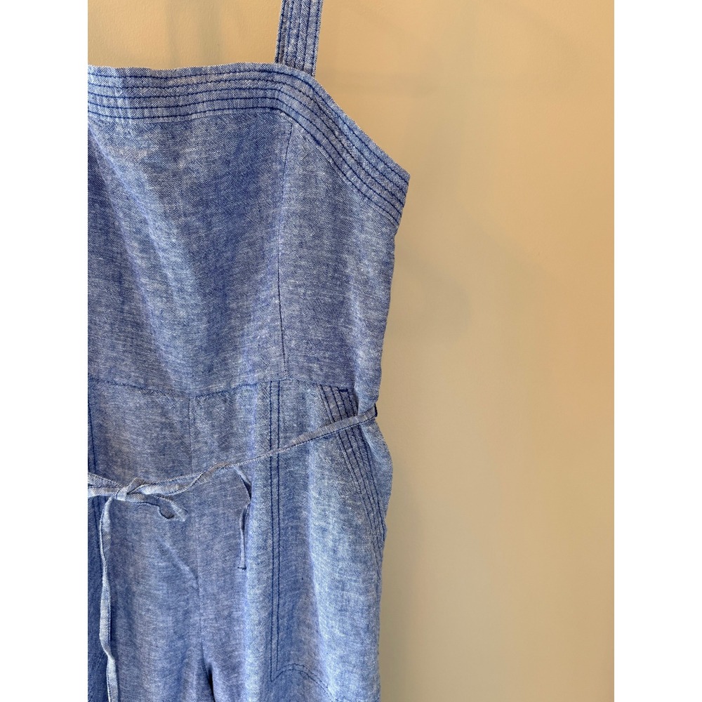 Old Navy Womens Blue Linen Blend Wide Leg Sleeveless Jumpsuit Size S New - Picture 3 of 7
